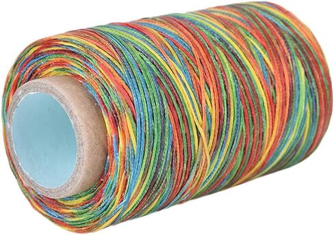 Hand Stitching Cord, 150D/1mm Polyester Flat Waxed Cord 820.2ft Leather Sewing Waxed Thread Handmade Flat Sewing Stitching Cord for Leather Projects(Colorful) in Saudi Arabia