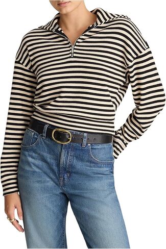 Madewell womens Half Zip Stripe Jacket in Saudi Arabia