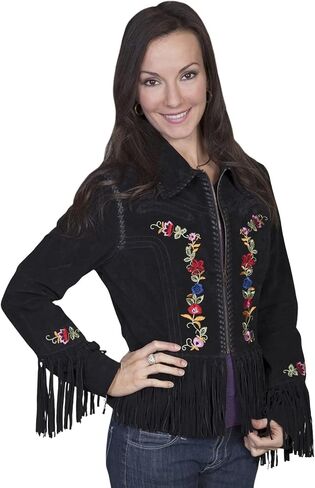 Scully Women's Embroidered Zip-Up Suede Jacket - L174 19 in Saudi Arabia
