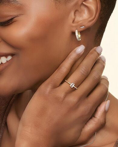YeGieonr Birthstone Stackable Rings for Women Dainty Gold Rings with Baguette Cubic Zirconia, Non Tarnish Thin Band Ring, 14k Gold Plated Pinky Rings Jewelry Gift in Saudi Arabia