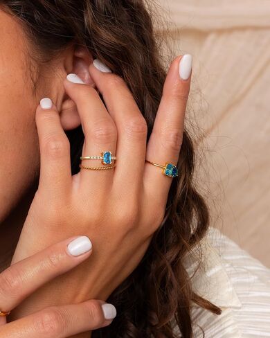 YeGieonr Birthstone Stackable Rings for Women Dainty Gold Rings with Baguette Cubic Zirconia, Non Tarnish Thin Band Ring, 14k Gold Plated Pinky Rings Jewelry Gift in Saudi Arabia