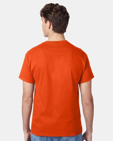 Hanes Authentic Short Sleeve T-Shirt, 100% Pre-Shrunk Cotton, Classic Fit, Tear Away Label, Orange, 4XL in Saudi Arabia