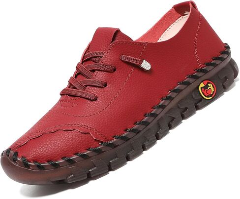 Women's Fashion Genuine Leather Soft Bottom Flat Loafers Comfortable Hand Sewn Non Slip Walking Shoes Orthopedic 4D Pain Relieving Casual Shoes in Saudi Arabia