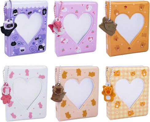 6 Pack Mini Photo Card Binder Album 3 Inch Kpop Holder Book Love Heart Hollow 40 Pocket for Collecting in Kuwait