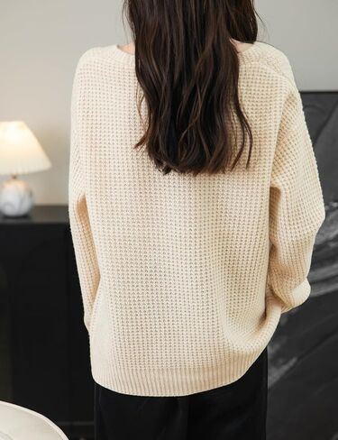 Chanyarn Women's 100% Merino Wool Sweater 2025 Fall Winter Casual V Neck Long Sleeve Waffles Knit Sweater Pullover in Saudi Arabia