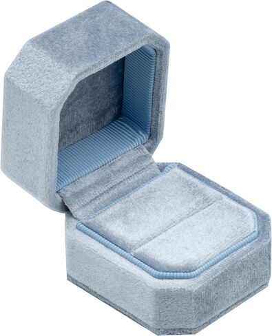 حامل صندوق حلقي صغير مخملي واحد لاقتراح الخطوبة وعيد الميلاد والزفاف (أزرق محيطي فاتح) in Kuwait