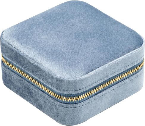 صينية عرض منظم مجوهرات مخملية متعددة المربعات مع سحاب حولها، حافظة حامل أقراط لحفلات الزفاف وأعياد الميلاد وعيد الحب (أزرق محيطي فاتح) in Kuwait