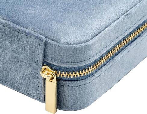 صينية عرض منظم مجوهرات مخملية متعددة المربعات مع سحاب حولها، حافظة حامل أقراط لحفلات الزفاف وأعياد الميلاد وعيد الحب (أزرق محيطي فاتح) in Kuwait