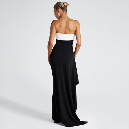 Yeeenily المرأة الصيف صديرية دائرية فستان التباين ملزمة Bodycon مثير حمالة فستان ماكسي كشكش عالية الشق فساتين لحفلات الكوكتيل الطويلة in Kuwait