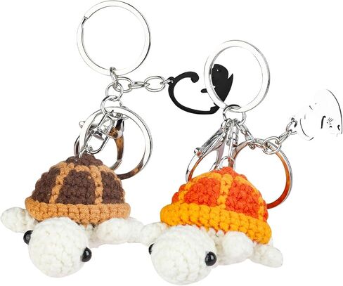2pcs Turtle Keychain for Lovers Women Cute Crochet Key Chains for Handbags Tote Bags Car Charms Purse Backpacks Personalized in Saudi Arabia