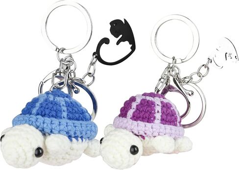 2pcs Turtle Keychain for Lovers Women Cute Crochet Key Chains for Handbags Tote Bags Car Charms Purse Backpacks Personalized in Saudi Arabia