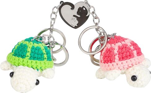 2pcs Turtle Keychain for Lovers Women Cute Crochet Key Chains for Handbags Tote Bags Car Charms Purse Backpacks Personalized in Saudi Arabia