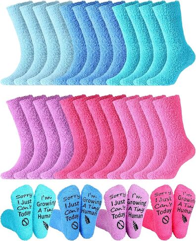 Liitrsh 12 Pairs Pregnancy New Mom to Be Gift Pregnant Fuzzy Socks for First Time Mom Christmas Gifts Expecting Moms Pregnant Women First Time Mommy Mother's Day Present in Saudi Arabia