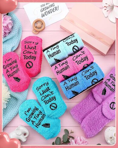 Liitrsh 12 Pairs Pregnancy New Mom to Be Gift Pregnant Fuzzy Socks for First Time Mom Christmas Gifts Expecting Moms Pregnant Women First Time Mommy Mother's Day Present in Saudi Arabia