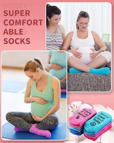Liitrsh 12 Pairs Pregnancy New Mom to Be Gift Pregnant Fuzzy Socks for First Time Mom Christmas Gifts Expecting Moms Pregnant Women First Time Mommy Mother's Day Present in Saudi Arabia