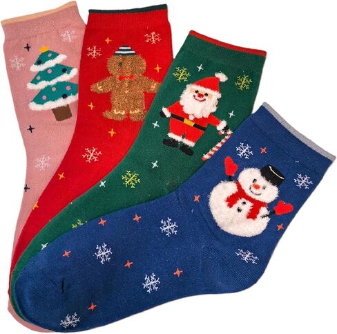 Wander Agio Womens Socks Mid-Calf Winter Cartoon Santa Snowman Gingerbread for Women OneSize US 5-10 Christmas Sock Sets in Saudi Arabia
