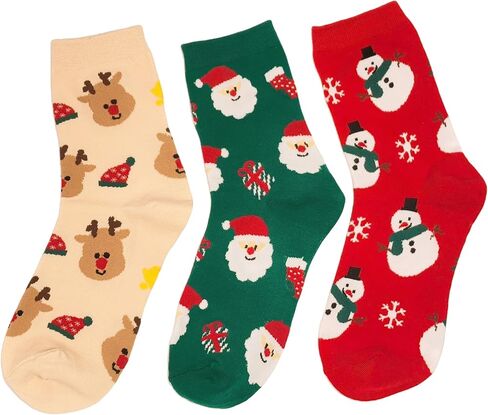 Wander Agio Womens Socks Mid-Calf Winter Cartoon Santa Snowman Gingerbread for Women OneSize US 5-10 Christmas Sock Sets in Saudi Arabia