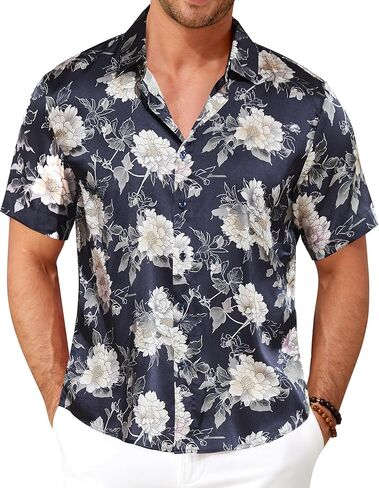 Men’s Hawaiian Shirt Short Sleeve Floral Button Down Casual Beach Vacation Party Shirt in Saudi Arabia