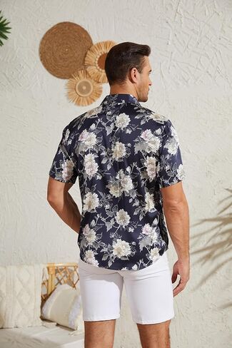 Men’s Hawaiian Shirt Short Sleeve Floral Button Down Casual Beach Vacation Party Shirt in Saudi Arabia
