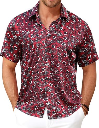 Men’s Hawaiian Shirt Short Sleeve Floral Button Down Casual Beach Vacation Party Shirt in Saudi Arabia