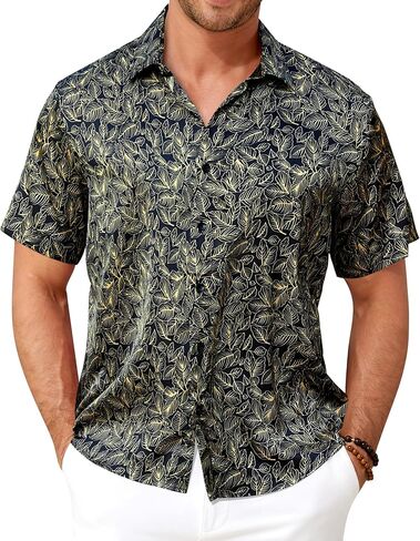 Men’s Hawaiian Shirt Short Sleeve Floral Button Down Casual Beach Vacation Party Shirt in Saudi Arabia
