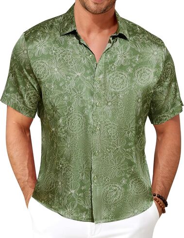 Men’s Hawaiian Shirt Short Sleeve Floral Button Down Casual Beach Vacation Party Shirt in Saudi Arabia