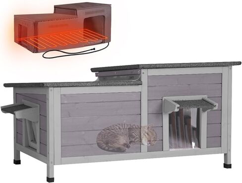 Gutinneen Cat House في الهواء الطلق Weatheproof Feral Cat Shelter Wooden Cat Contos لفرض الشرفة الشتوية الكبيرة in Kuwait