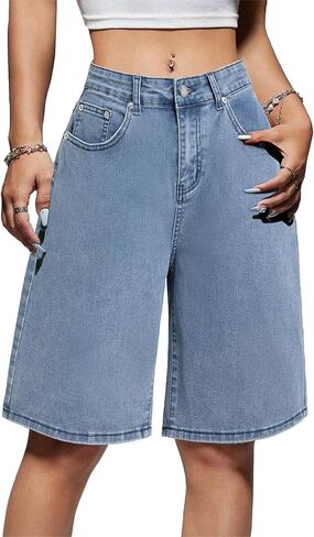 EMMIOL Women Jorts Baggy Jeans Jorts Outfits Mid-Low Waisted Denim Y2K Shorts Summer Hot Short Pants Streetwear in Kuwait