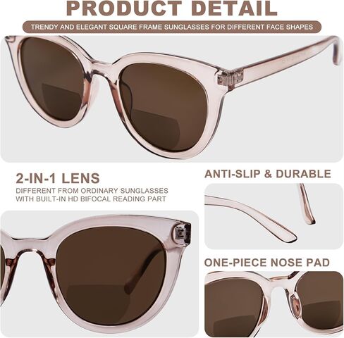 Bifocal Reading Sunglasses for Women Fashion Cat Eye Sun Readers UV400 Protection Outdoor Reading Sunglasses in Saudi Arabia
