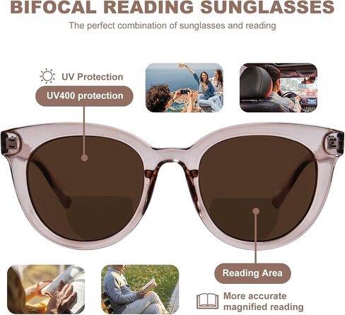 Bifocal Reading Sunglasses for Women Fashion Cat Eye Sun Readers UV400 Protection Outdoor Reading Sunglasses in Saudi Arabia