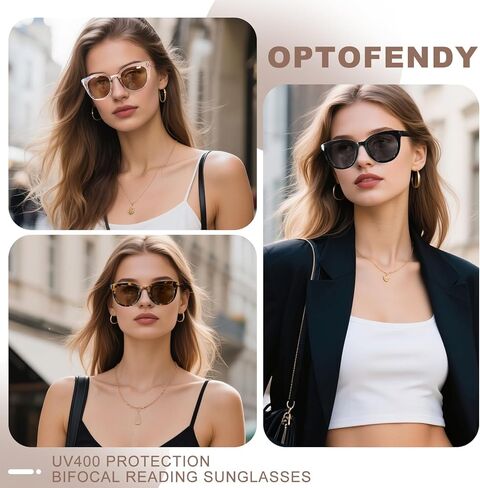 Bifocal Reading Sunglasses for Women Fashion Cat Eye Sun Readers UV400 Protection Outdoor Reading Sunglasses in Saudi Arabia