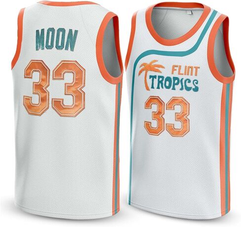 Flint Tropics Jackie Moon #33 Semi Pro 90s Hip Hop Clothes for Party Men Basketball Jersey Green White S-5XL in Saudi Arabia
