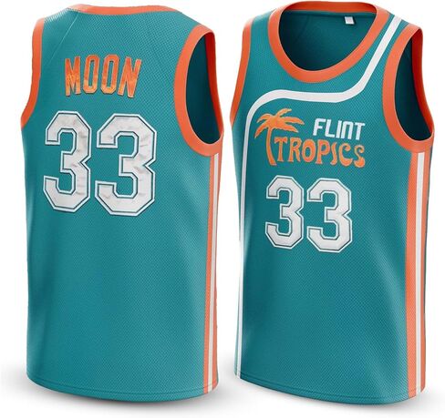 Flint Tropics Jackie Moon #33 Semi Pro 90s Hip Hop Clothes for Party Men Basketball Jersey Green White S-5XL in Saudi Arabia