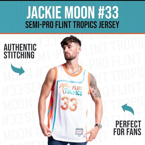Flint Tropics Jackie Moon #33 Semi Pro 90s Hip Hop Clothes for Party Men Basketball Jersey Green White S-5XL in Saudi Arabia