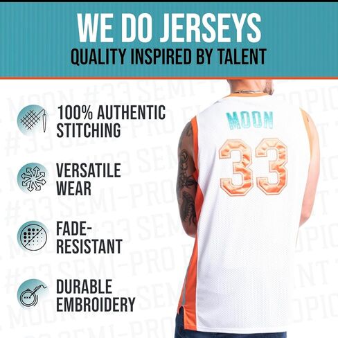 Flint Tropics Jackie Moon #33 Semi Pro 90s Hip Hop Clothes for Party Men Basketball Jersey Green White S-5XL in Saudi Arabia