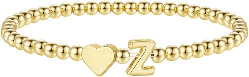 M MOOHAM Heart Initial Bracelet for Women - Dainty Gold Beaded Bracelets for Women Trendy Charm Letter A-Z Personalized Heart Jewelry Gifts in Saudi Arabia