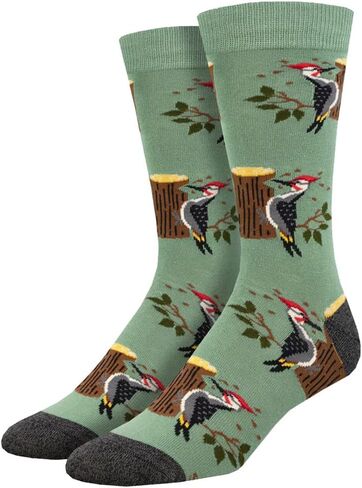 Socksmith Men's Crew Socks, Woodpecker, Green, One Size Fits Most, 1 Pair in Saudi Arabia