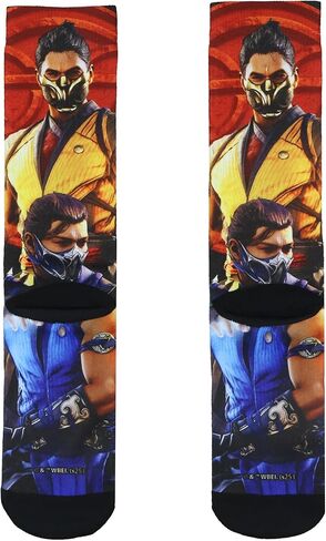 جوارب Mortal Kombat Klassic للرجال من Scorpion وSubzero مصعدة، زوج واحد يناسب مقاس الحذاء 8-12 in Kuwait