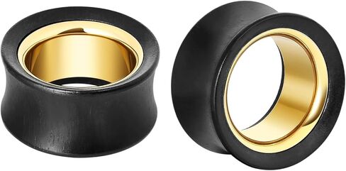 Ear Gauge Expander 00G-7/8 inch, 2PCS Stainless Steel Tunnels for Ears 8mm-22mm Hollow Bicolor Wooden Earrings for Women Body Piercings Jewelry in Saudi Arabia