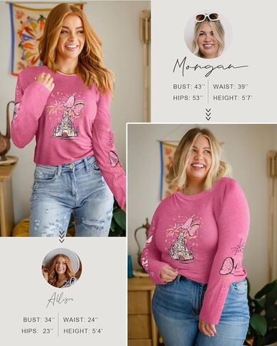 Flafens Long Sleeve Shirt for Women - Soft Crewneck Casual Graphic Fashion Clothes Tshirts Cute Outfits Vacation Tops in Saudi Arabia