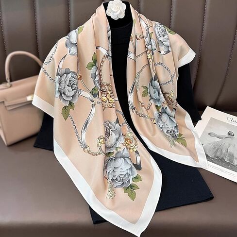 Exotic Leopard Print Imitation Silk Scarf, 35x35 Inch Stylish Square Scarf for Women, Perfect for Neck and Head Styling in Saudi Arabia