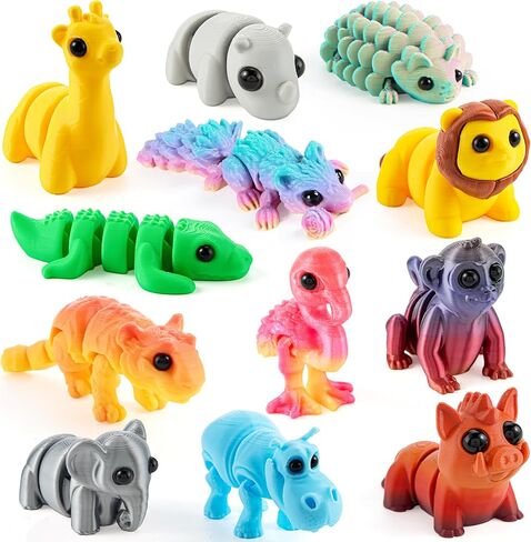 Joyin 12 PCS مجموعة حيوانات حيوانات ميني أوشن ، ألعاب حيوانية لطيفة ثلاثية الأبعاد لصالح الحفلات تململ تململ هدايا عيد ميلاد مرنة على سطح المكتب سطح المكتب in Saudi Arabia