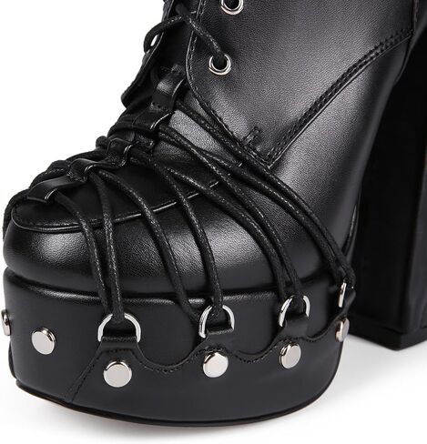 Feinlina Women's Punk Boots Thick Platform Block Sole Lace Up Knee High Design Black Trendy Sexy for Nights Out Wear Boots in Saudi Arabia