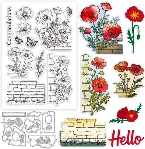 GLOBLELAND Flower Vase Clear Stamp and Cutting Dies Set for Card Making Flower Silhouette Silicone Clear Stamp Metal Fern Leaf Die Cuts for DIY Scrapbooking Photo Album Decorative in Saudi Arabia
