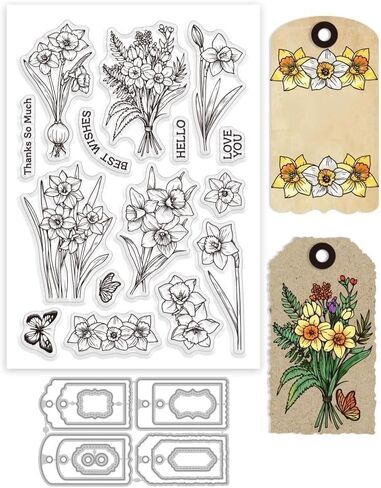 GLOBLELAND Flower Vase Clear Stamp and Cutting Dies Set for Card Making Flower Silhouette Silicone Clear Stamp Metal Fern Leaf Die Cuts for DIY Scrapbooking Photo Album Decorative in Saudi Arabia