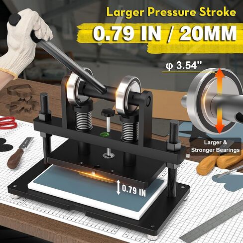 [Updated] Leather Cutting Machine, 260 x 150 mm Adjutable Manual Hand Press Leather Embossing Leathercraft Mold Die Cutter with 10.2 x 5.9 inches Upper Plate for Various of Materials, Dark in Saudi Arabia
