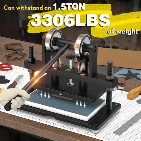 [Updated] Leather Cutting Machine, 260 x 150 mm Adjutable Manual Hand Press Leather Embossing Leathercraft Mold Die Cutter with 10.2 x 5.9 inches Upper Plate for Various of Materials, Dark in Saudi Arabia
