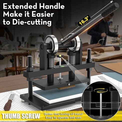 [Updated] Leather Cutting Machine, 260 x 150 mm Adjutable Manual Hand Press Leather Embossing Leathercraft Mold Die Cutter with 10.2 x 5.9 inches Upper Plate for Various of Materials, Dark in Saudi Arabia