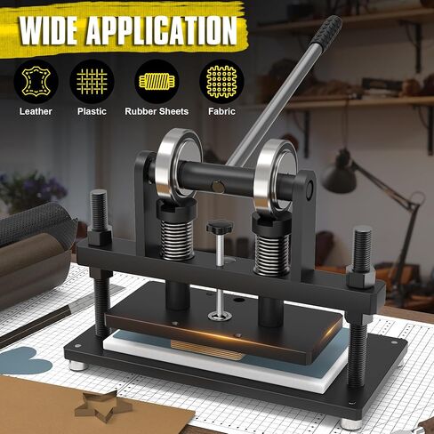 [Updated] Leather Cutting Machine, 260 x 150 mm Adjutable Manual Hand Press Leather Embossing Leathercraft Mold Die Cutter with 10.2 x 5.9 inches Upper Plate for Various of Materials, Dark in Saudi Arabia