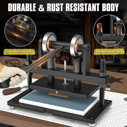 [Updated] Leather Cutting Machine, 260 x 150 mm Adjutable Manual Hand Press Leather Embossing Leathercraft Mold Die Cutter with 10.2 x 5.9 inches Upper Plate for Various of Materials, Dark in Saudi Arabia